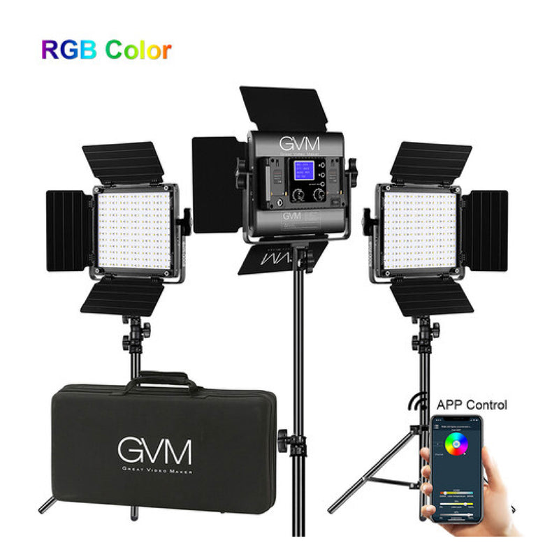 GVM 800D-RGB-II LED Studio 3-Video Light Kit
