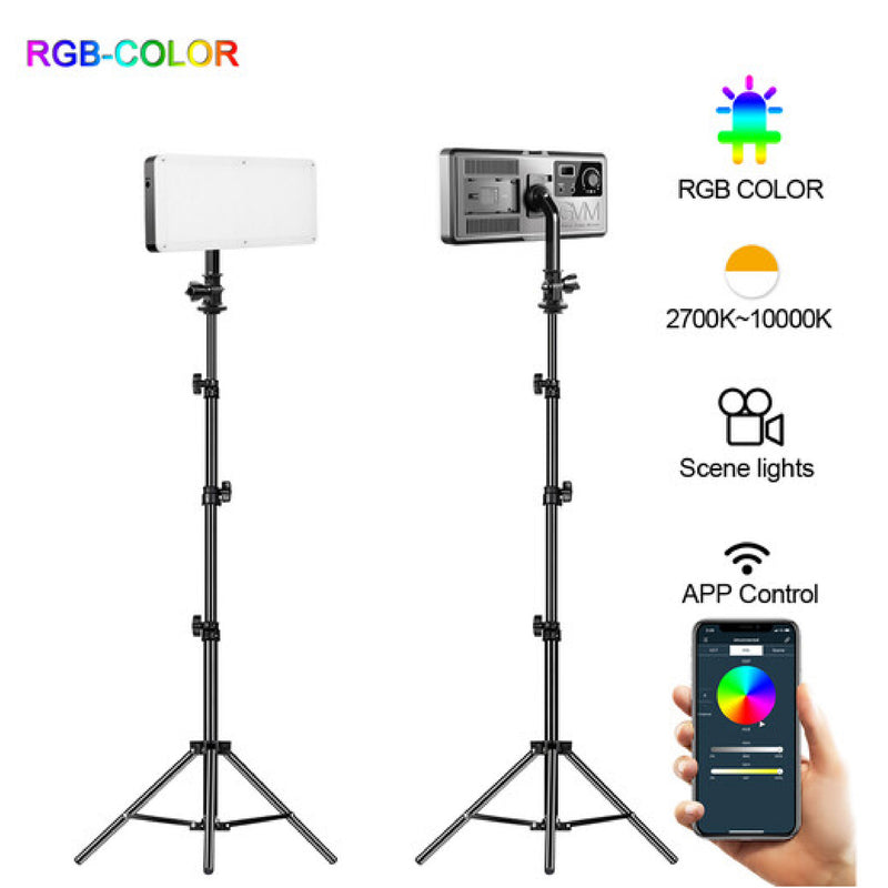 GVM RGB20W On-Camera RGB LED Video 2-Light Kit with Bluetooth App and Power Supplies & Tripod Stands