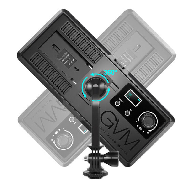 GVM RGB20W On-Camera RGB LED Video 2-Light Kit with Bluetooth App and Power Supplies & Tripod Stands