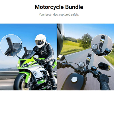 Action camera setup on motorcycle using Insta360 Motorcycle Mount for road trips