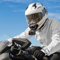 Insta360 Ace Pro Action Camera mounted on a helmet