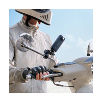 Mounted on motorcycle mirror, Insta360 Rear View Mirror Mount records smooth forward-facing video