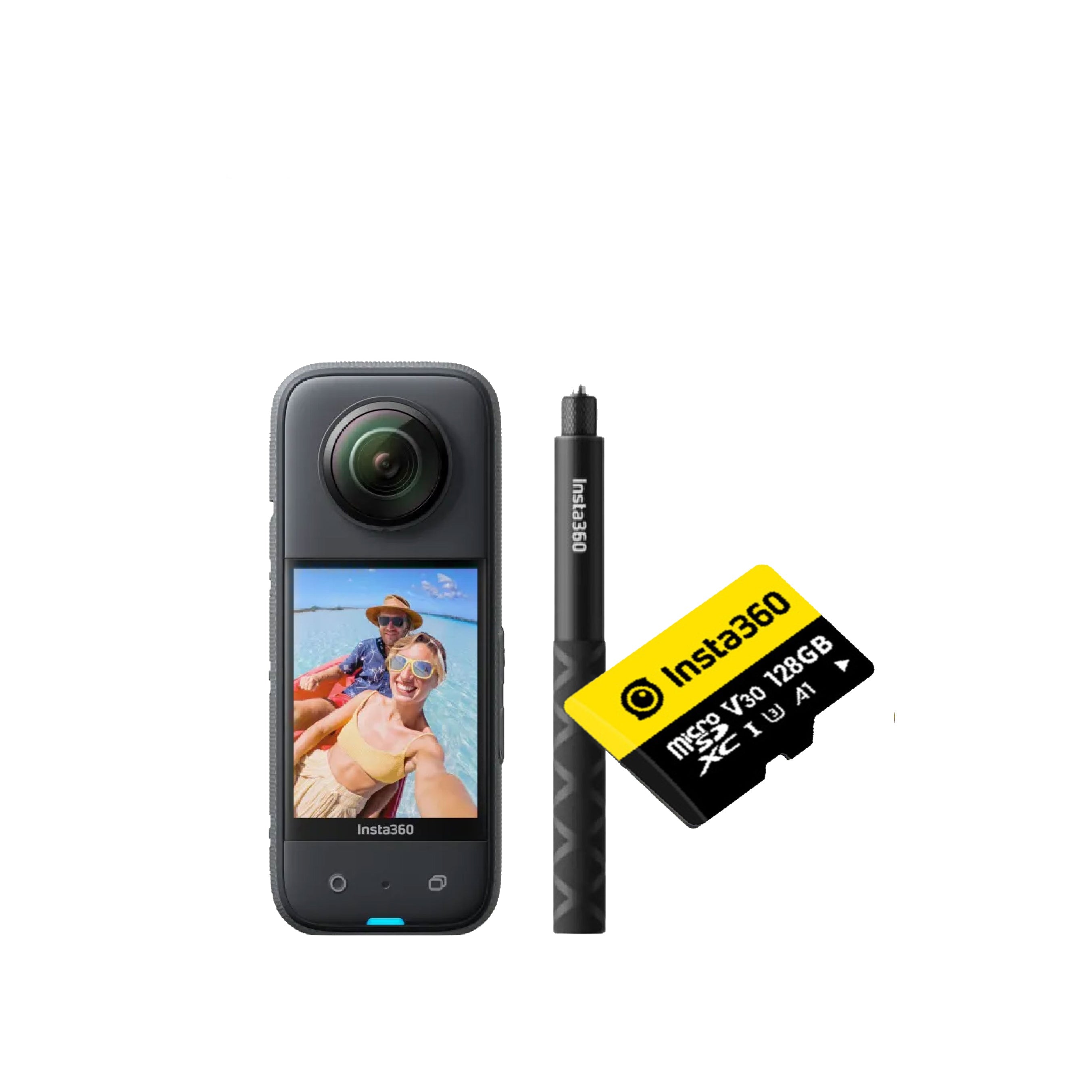 Insta360 X3 Action Camera and 114cm Selfie Stick and 128gb Micro SD