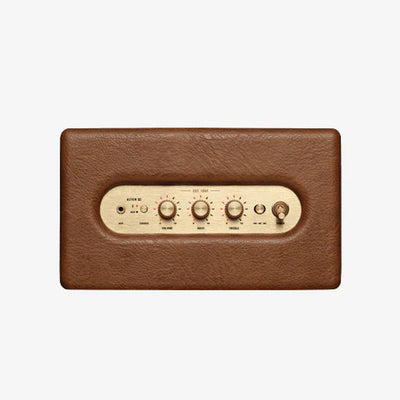 Top Controls on the Marshall Acton III Bluetooth Speaker System Brown