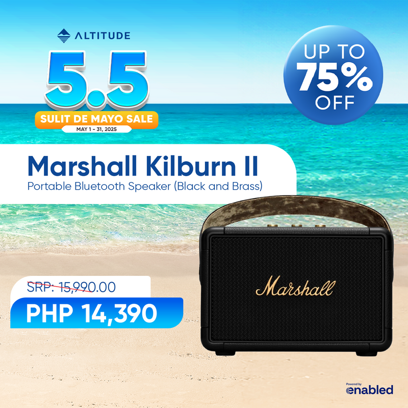 Marshall Kilburn II Portable Bluetooth Speaker (Black and Brass)