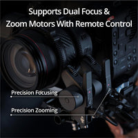 Camera lens and body mounted on the DJI RS 4 Pro Gimbal Stabilizer