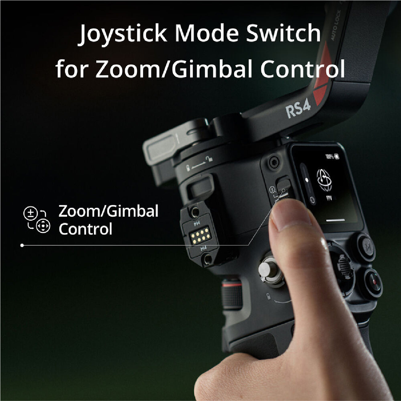 DJI RS 4 Gimbal Stabilizer has Joystick switch for zoom and gimbal control