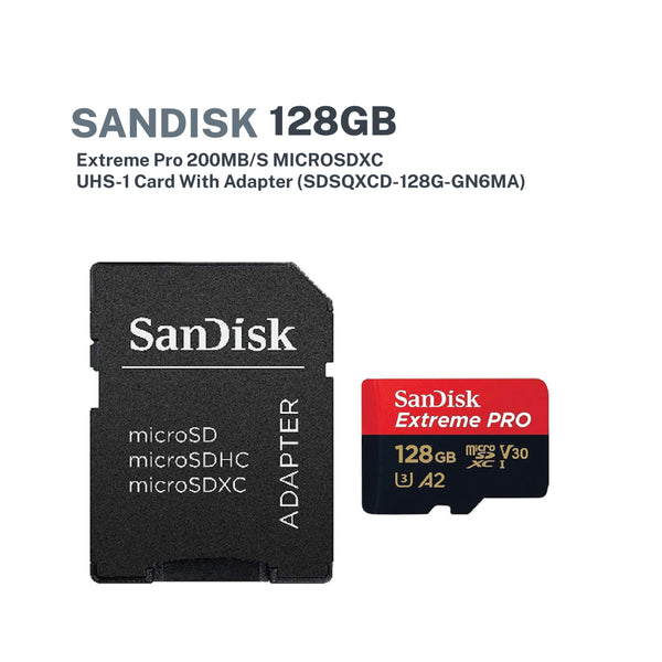 SANDISK Extreme Pro 128GB 200MB/S MICROSDXC UHS-1 Card With Adapter (SDSQXCD-128G-GN6MA)