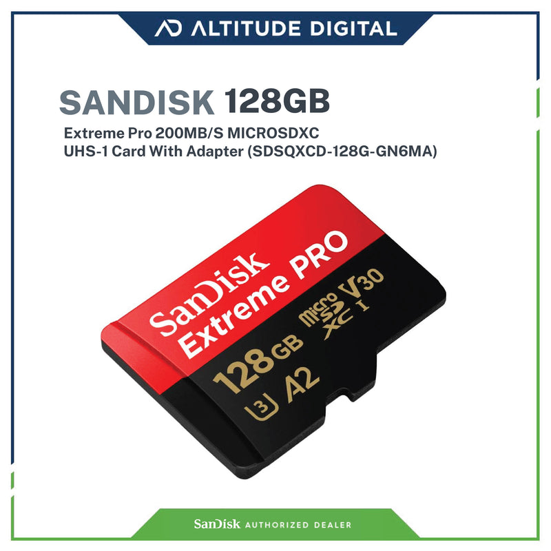 SANDISK Extreme Pro 128GB 200MB/S MICROSDXC UHS-1 Card With Adapter (SDSQXCD-128G-GN6MA)