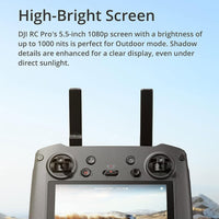 DJI RC Pro Remote and has a bright 5.5inch screen