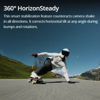 Man on skateboard showcasing DJI Osmo Action 4 360 HorizonSteady feature