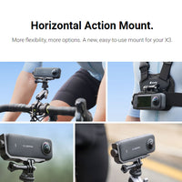Different ways showing how to use the Insta360 Horizontal Action Mount