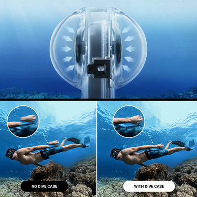 freediving shot using the new Insta360 X3 Invisible Dive Case