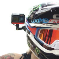 Insta360 Action Camera mounted on a helmet using the Helmet Mount Bundle