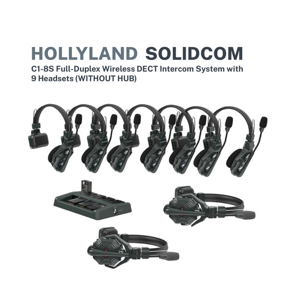 Hollyland Solidcom C1-8S Full-Duplex Wireless DECT Intercom System with 9 Headsets (WITHOUT HUB)