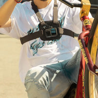 GoPro Chesty Performance Chest Mount worn by a motorcycle rider