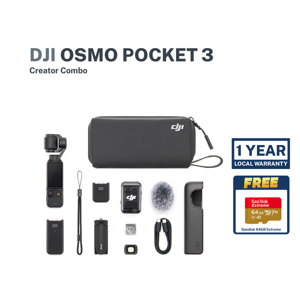 DJI Pocket 3 Creator Combo with FREE 64GB SanDisk Extreme Micro SD Card