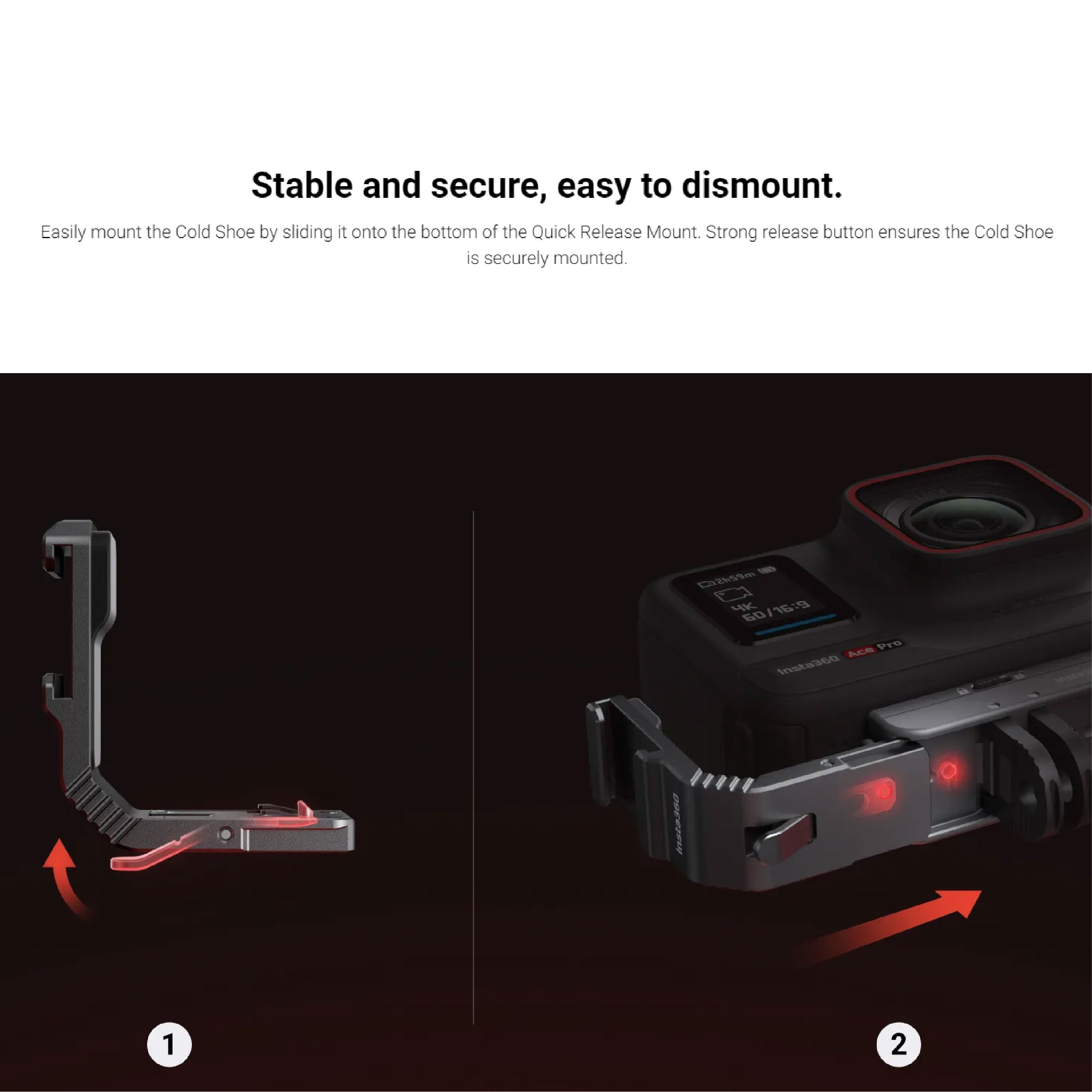 Stable and Secure Insta360 Ace and ace pro cold shoe