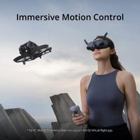 Woman flying a drone using the DJI RC Motion 2