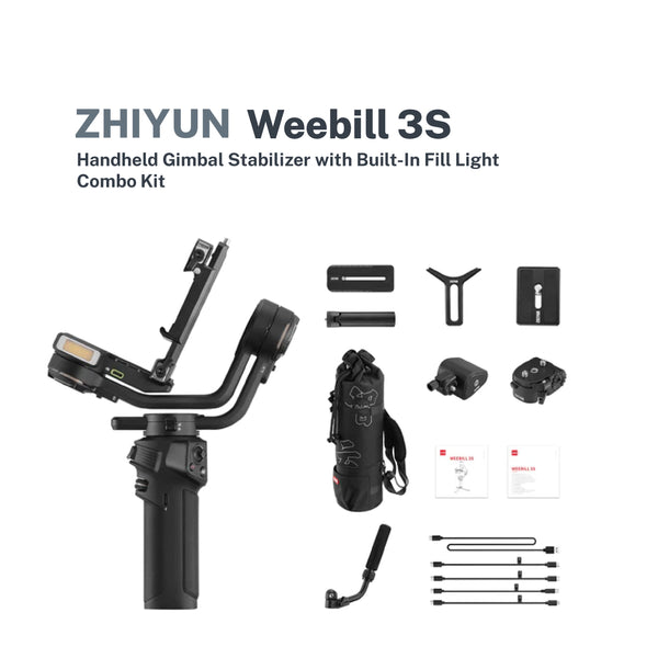 Zhiyun WEEBILL-3 S Handheld Gimbal Stabilizer Combo with Extendable Grip Set and Backpack