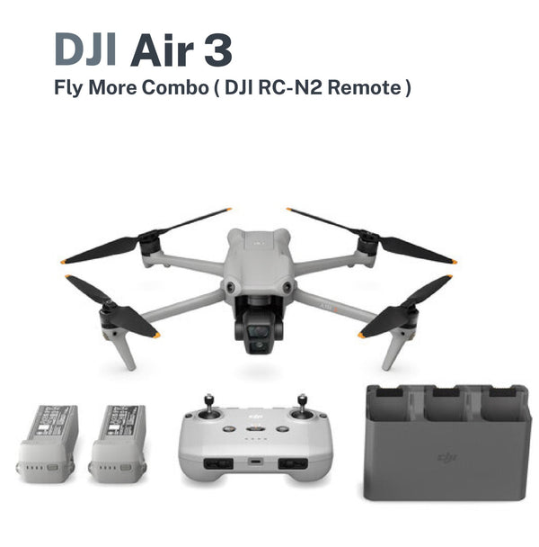 DJI Air 3 Fly More Combo with DJI RC-N2 and Free 64GB Sandisk Extreme MicroSD and DJI Shirt