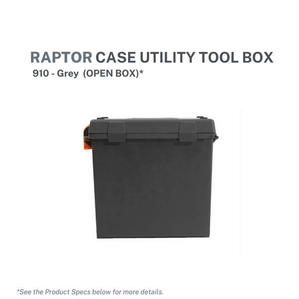 Raptor Case Utility Tool Box 910 - Grey (Open Box)