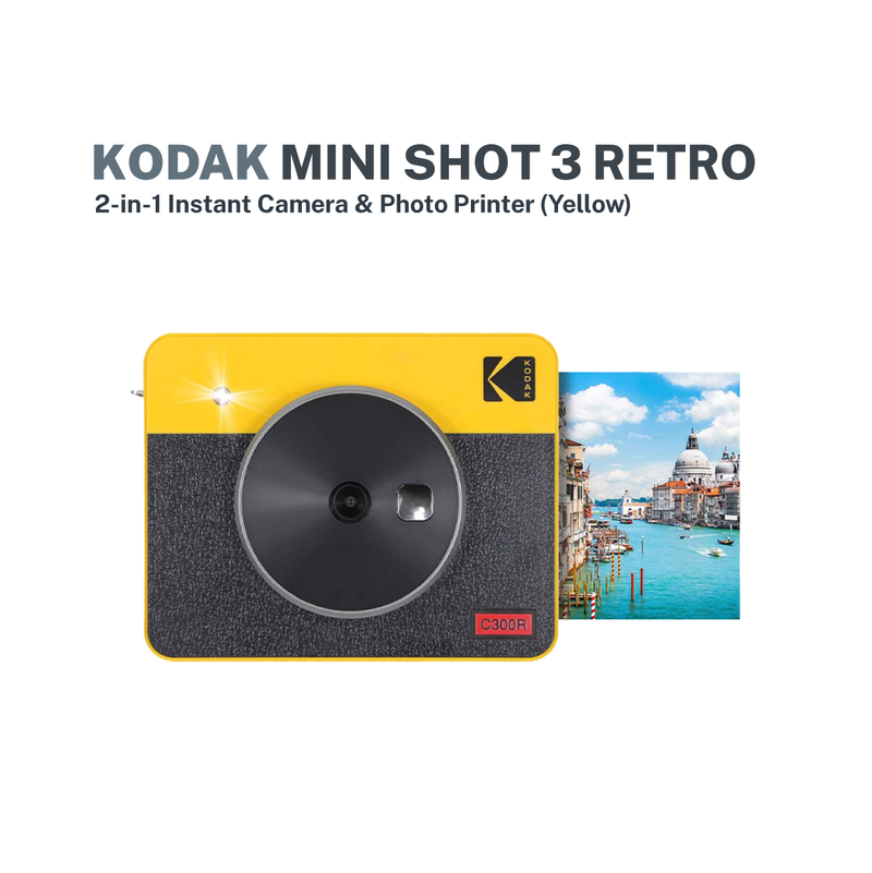 Kodak Mini Shot 3 Retro 2 in 1 Instant Camera & Photo Printer (Yellow)