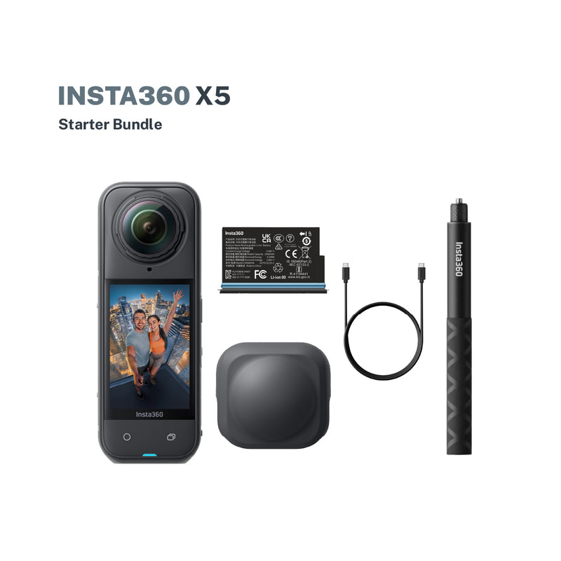 Insta360 X5 Starter Bundle with camera, battery, cable