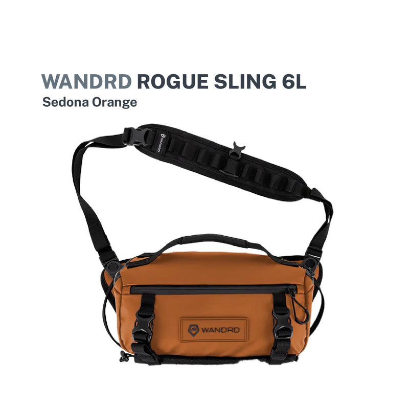 Rogue sling bag with black straps on a Sedona Orange color