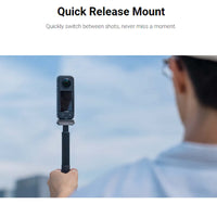 Man taking a selfie with the Insta360 Action Camera with quick release mount (new version)