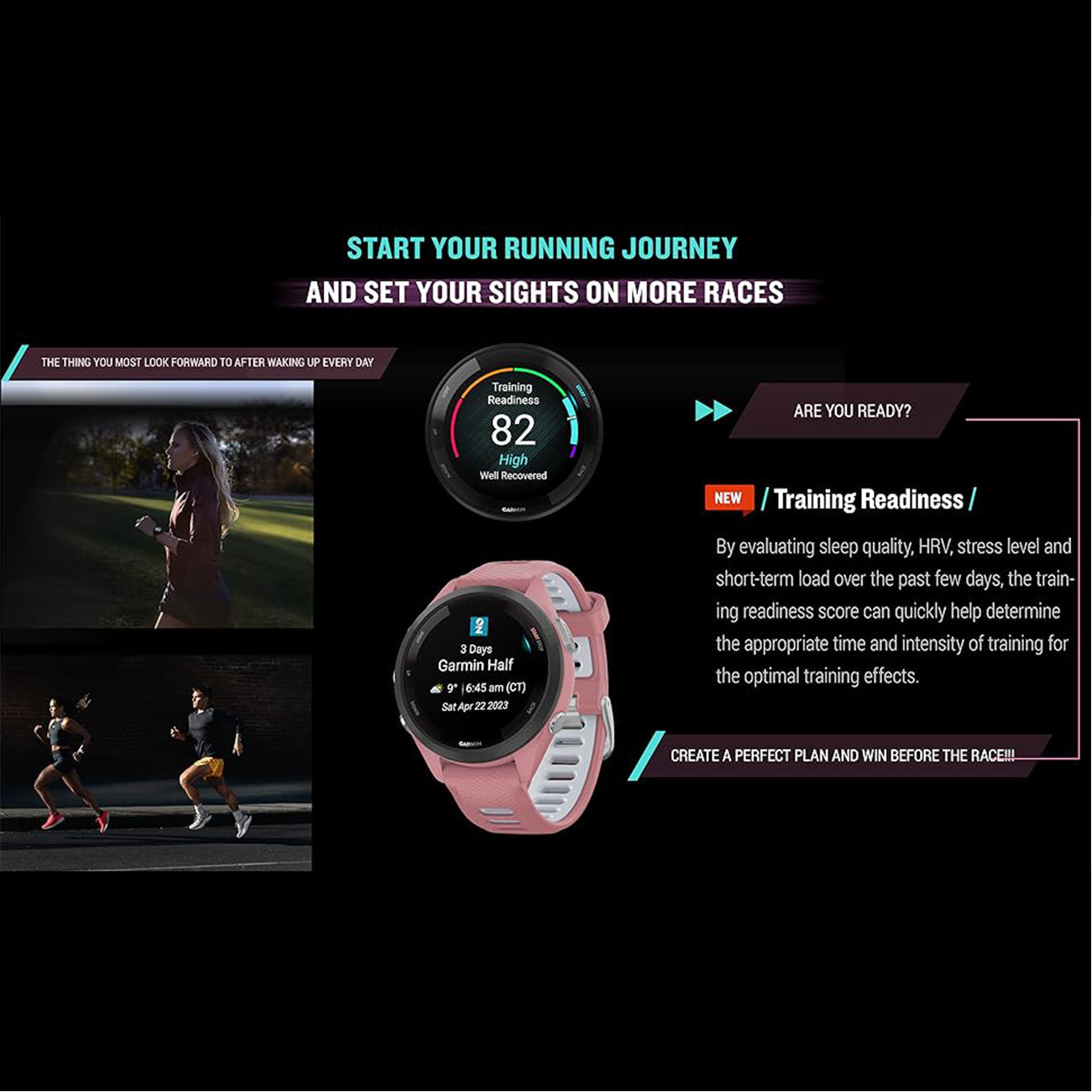 Garmin Forerunner 265 Music GPS Smart Watch- Black