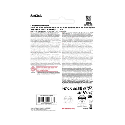 SanDisk Creator SDXC 190/90MB/s U3 V30 RPD-2 UHS-I 128 GB Memory Card with Adapter