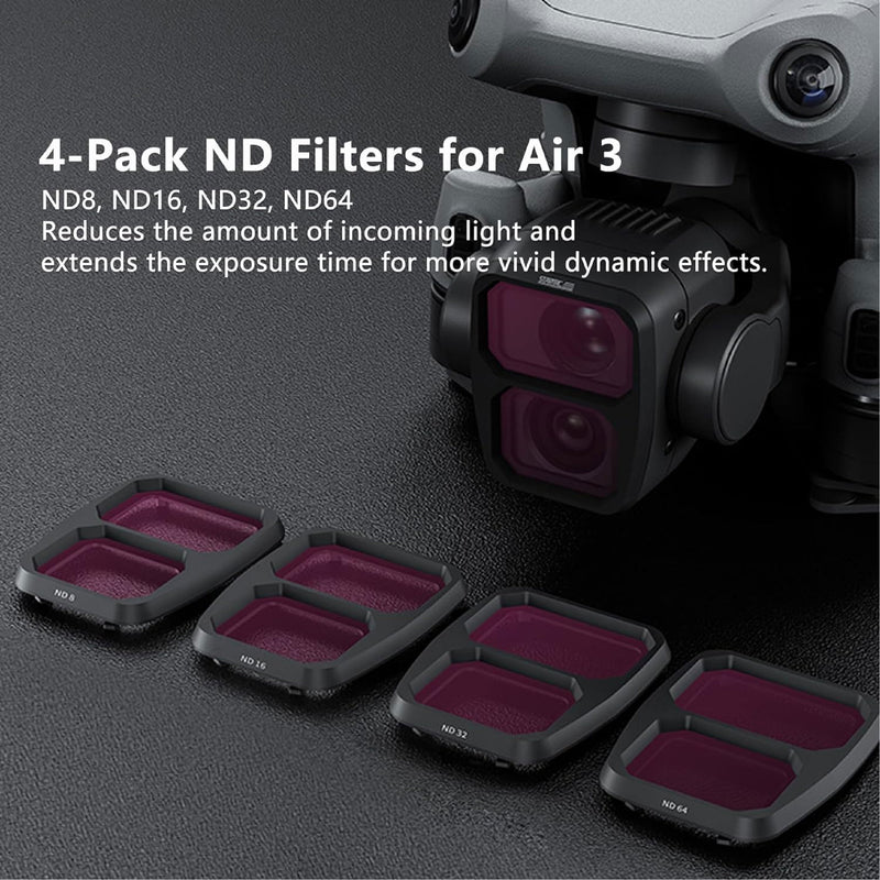 Set profesional 4 filtre, STARTRC, compatibile cu DJI Air 3, ND8, ND16,  ND32, ND64, cadru aluminiu
