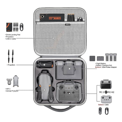STARTRC PU Carrying bag for DJI Air 3 compatible DJI RC-N2/DJI RC 2(Fly more combo)