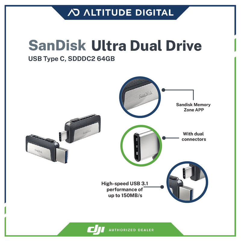 SanDisk Ultra Dual Drive USB Type C, SDDDC2 64GB (SDDDC2-064G-G46)