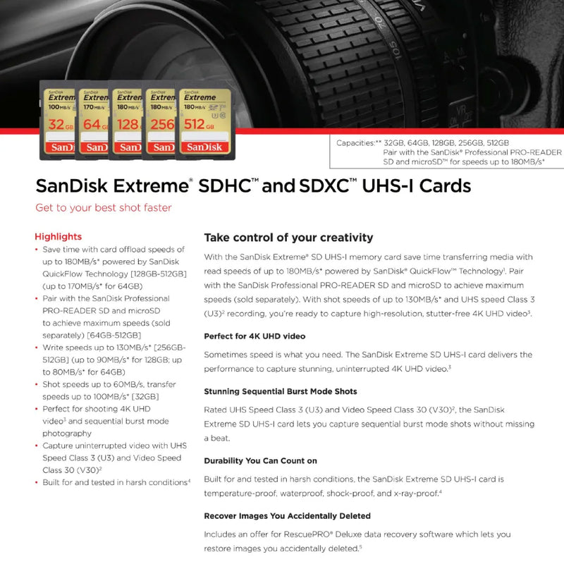 SanDisk Extreme SDXC, SDXVV 512GB (SDSDXVV-512G-GNCIN)