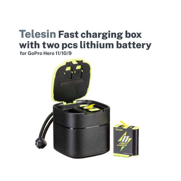 Telesin Fast charging box with two pcs lithium battery for GoPro Hero 11/10/9(GP-FCK-B11)