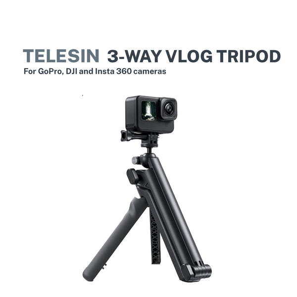 Telesin 3-Way Vlog Tripod for GoPro, DJI and Insta360 Cameras