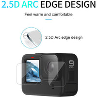Showing the 2.5D Arc Edge Design of the Telesin Tempered Glass Film for DJI GoPro Hero 9
