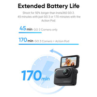 long battery life of Insta360 Go 3 Tiny Action Camera