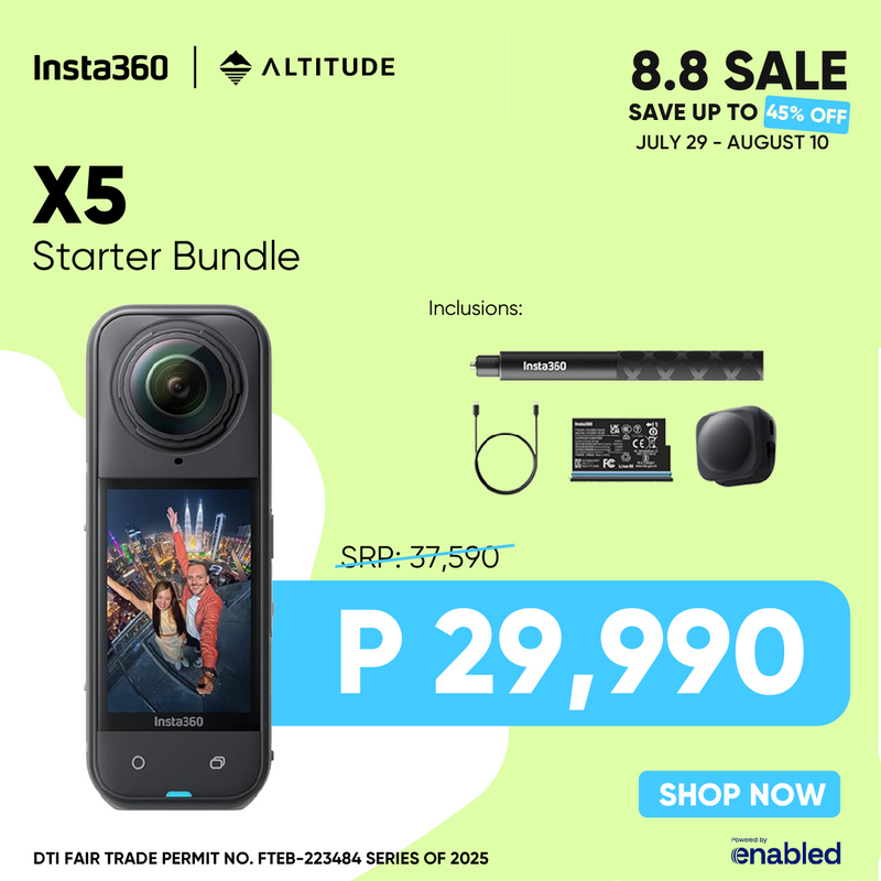 Insta360 X5 360º Waterproof Action Camera with 8K Resolution and Superior Low Light Quality