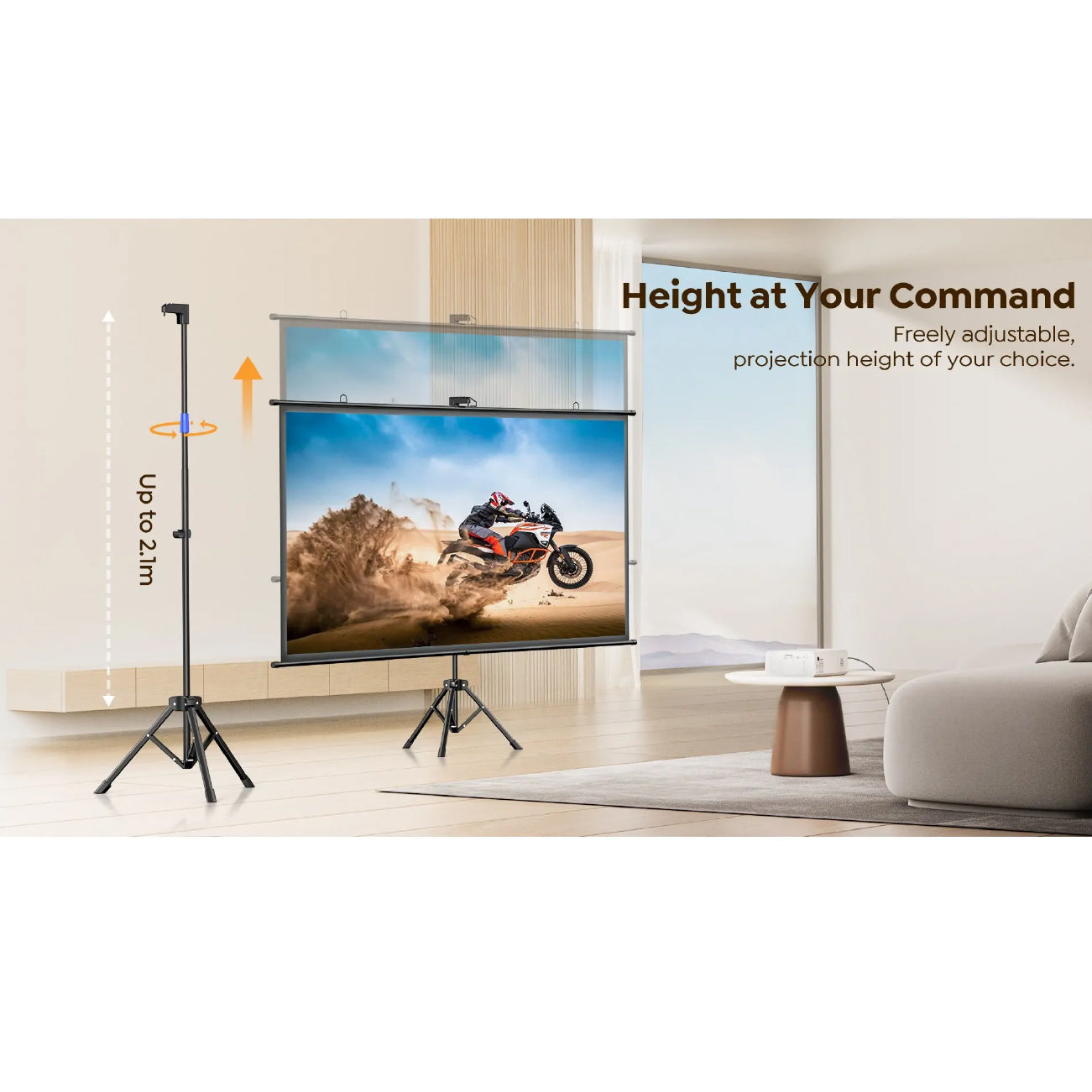 Yaber YS-84D screen can extend up to 2.1 meters