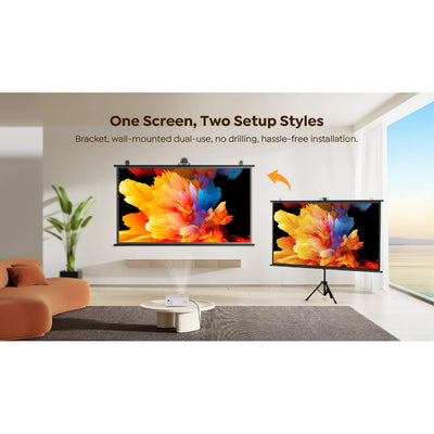 Mount the Yaber YS-84D screen on your wall using a bracket or have it stand on the floor using its tripod