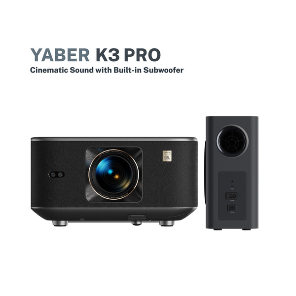 Yaber Entertainment Projector K3 / K3 Pro Auto Focus 1080P 1600 ANSI Lumens with JBL Sound, Dolby Audio, NFC Screen Cast, and CoolSwift