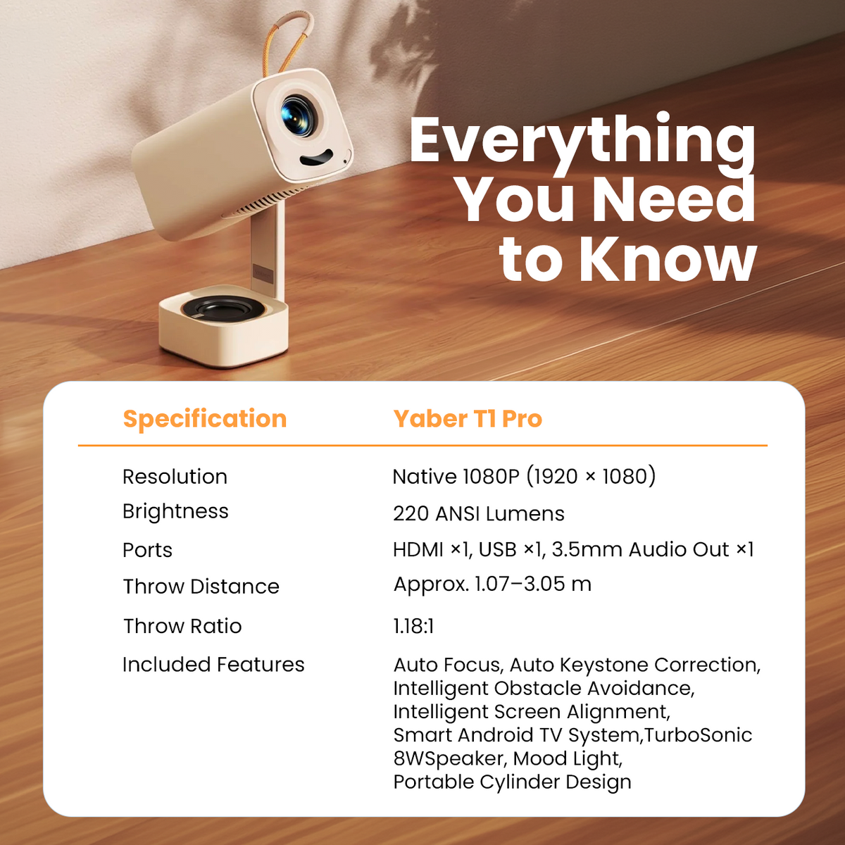 Yaber T1 Pro Portable Projector