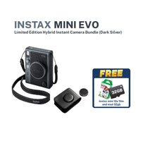 Instax Mini Evo Limited Edition Hybrid Instant Camera Bundle (Dark Silver)