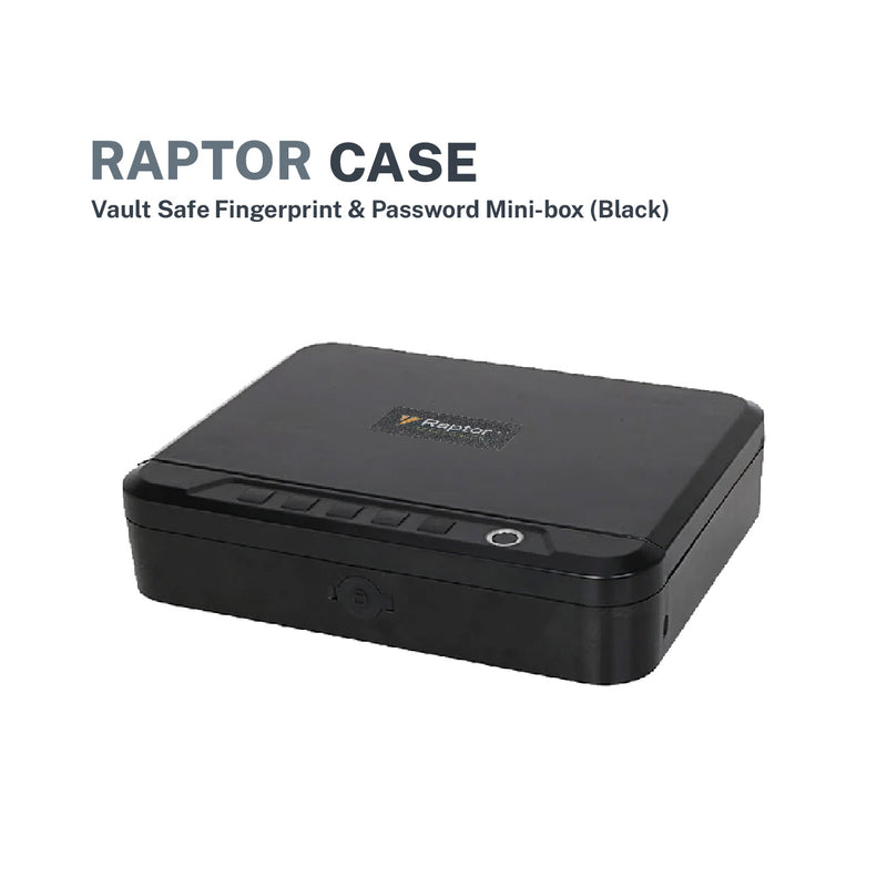 Raptor Case Vault Safe Fingerprint & Password Mini-Box (Black)