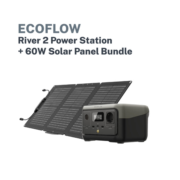 ECOFLOW River 2 Portable Power Station + 60W Solar Panel Bundle w/ Free Emergency Lights