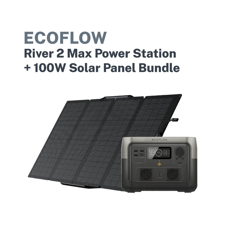 ECOFLOW River 2 Max Portable Power Station + 100W Solar Panel Bundle w/ Free 3.5mm XT60 Charging Cable