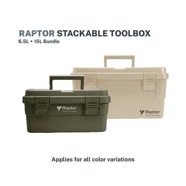Raptor Case Utility Stackable Toolbox 6.5L + 15L Bundle